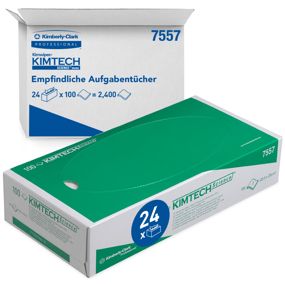 Essuyeurs de précision Kimtech® Science 7557 - 24 cartons de 100 formats blancs, 2 épaisseurs = 2 400 formats - 7557