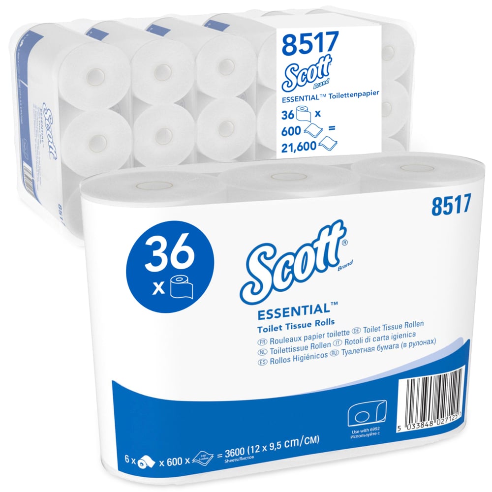 Papier toilette 2 épaisseurs Scott® Essential™ 8517 - 36 x petit rouleaux de 600 feuilles (21 600 au total) - 8517