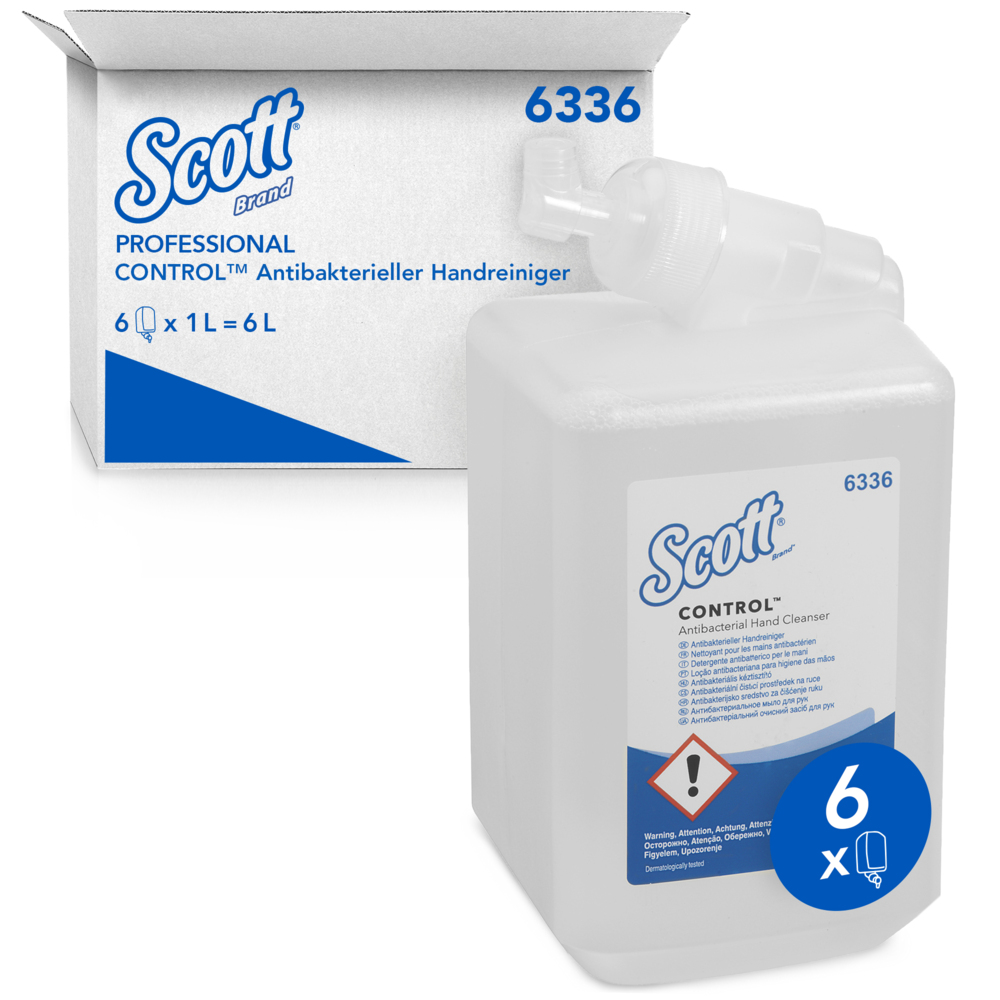 Savon des mains antibactérienne Scott® Control™ - 6336, incolore, 6 x 1 L (6 L au total) - 6336