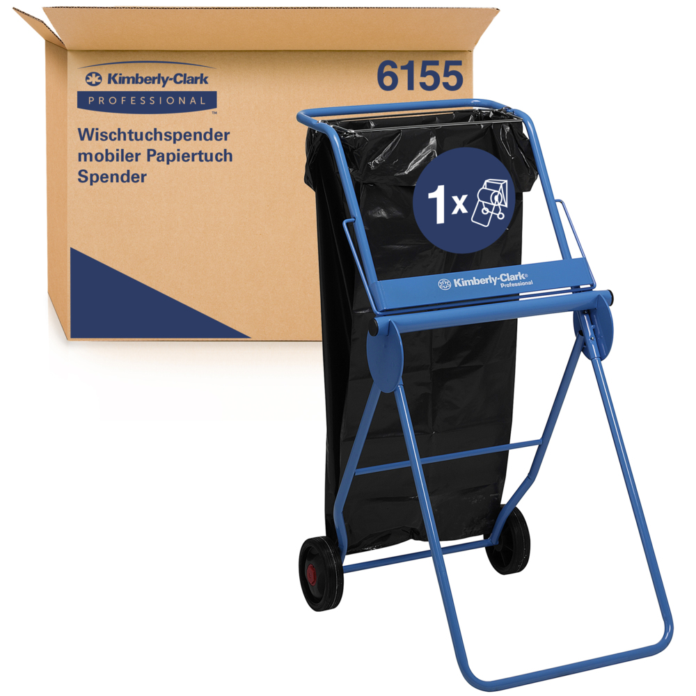 Kimberly-Clark Professional™ Dispensador de paños en rollo grande en soporte móvil 6155, azul - 6155
