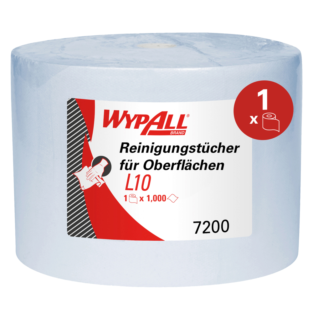 WypAll® L10 schoonmaakdoeken voor oppervlakken 7200 - jumborol - 1 blauwe rol x 1000 papieren doeken - 7200