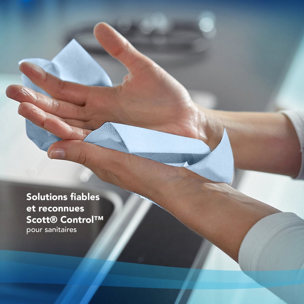 Secamanos interplegados Scott® Control™ 6682 - Papel secamanos azul - 15 paquetes x 240 unidades de papel secamanos plegado en V (3600 en total) - 6682
