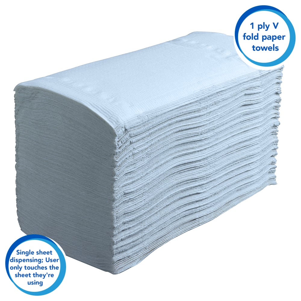Secamanos interplegados Scott® Control™ 6682 - Papel secamanos azul - 15 paquetes x 240 unidades de papel secamanos plegado en V (3600 en total) - 6682