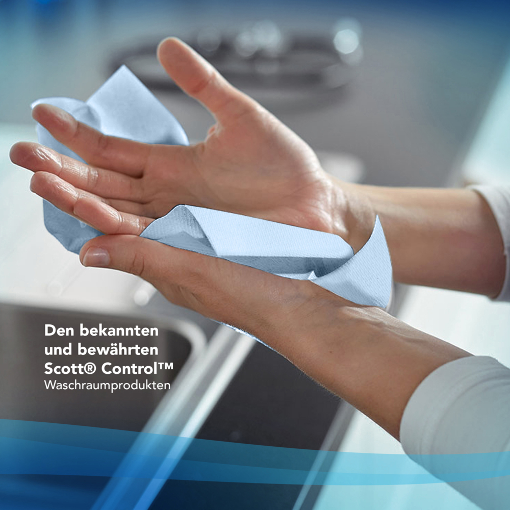 Secamanos interplegados Scott® Control™ 6682 - Papel secamanos azul - 15 paquetes x 240 unidades de papel secamanos plegado en V (3600 en total) - 6682