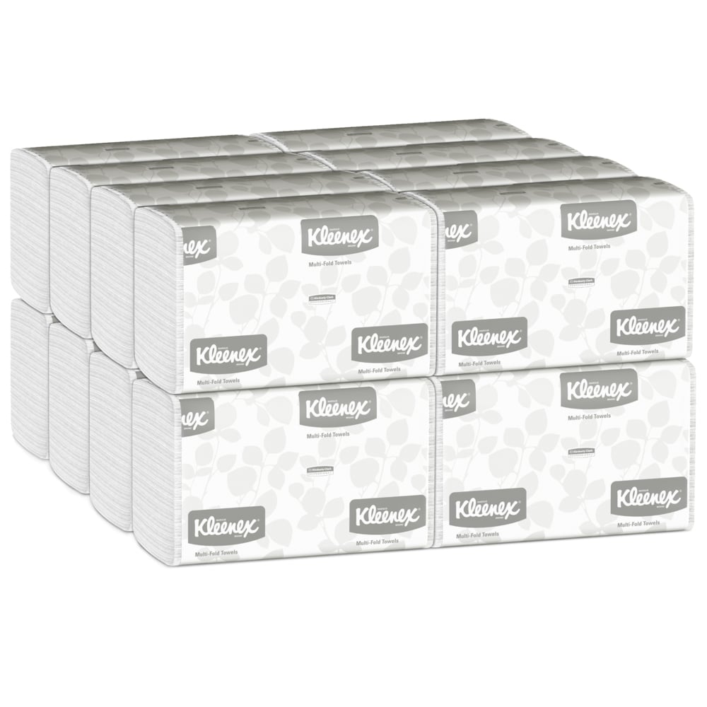 Kleenex® Handtücher 1890 – Papierhandtücher – 16 Packungen Falthandtücher x 150 weiße Papiertücher (insges. 2.400) - 1890