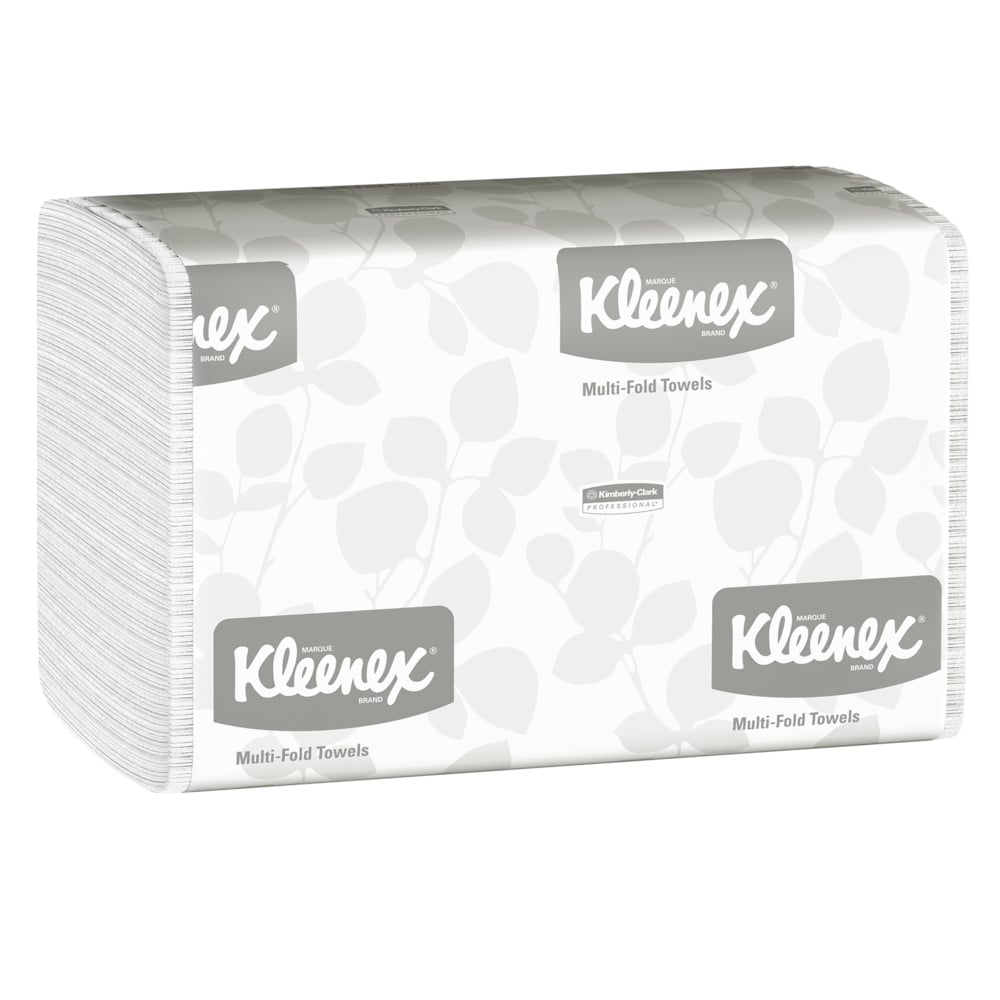 Essuie-mains Kleenex® 1890 - Essuie-mains en papier enchevêtrés - 16 paquets x 150 essuie-mains en papier blancs (2 400 au total) - 1890