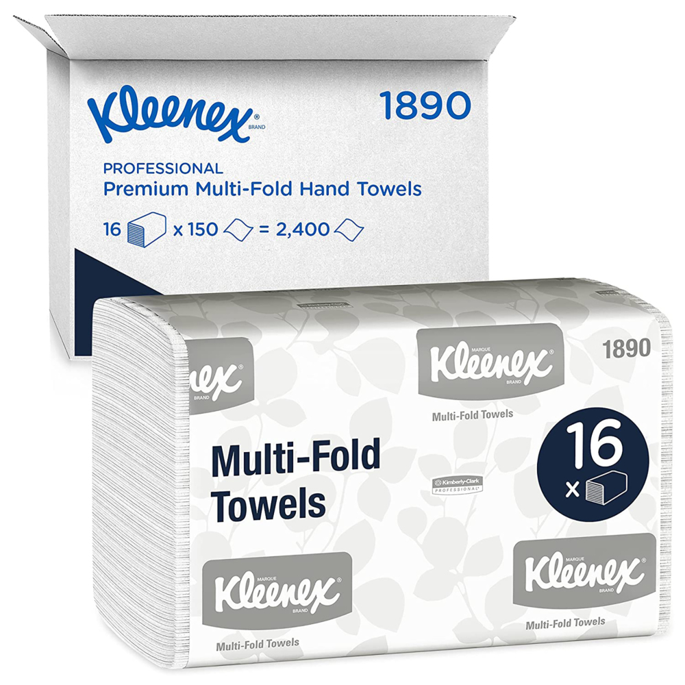 Essuie-mains enchevêtrés Kleenex® 1890 - 16 x paquets de 150 essuie-main (2 400 au total) - 1890