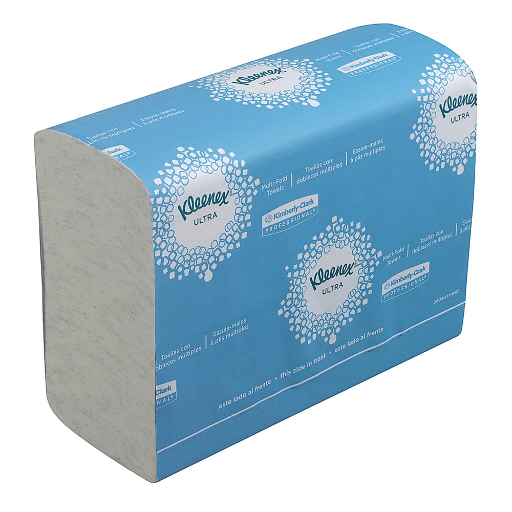 Kleenex® Falt-Handtücher 4632 – 2-lagige Multifold Papierhandtücher – 16 Packungen Falthandtücher x 150 kleine weiße Papiertücher (insges. 2.400) - 4632