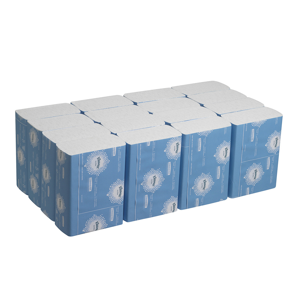 Kleenex® Falt-Handtücher 4632 – 2-lagige Multifold Papierhandtücher – 16 Packungen Falthandtücher x 150 kleine weiße Papiertücher (insges. 2.400) - 4632