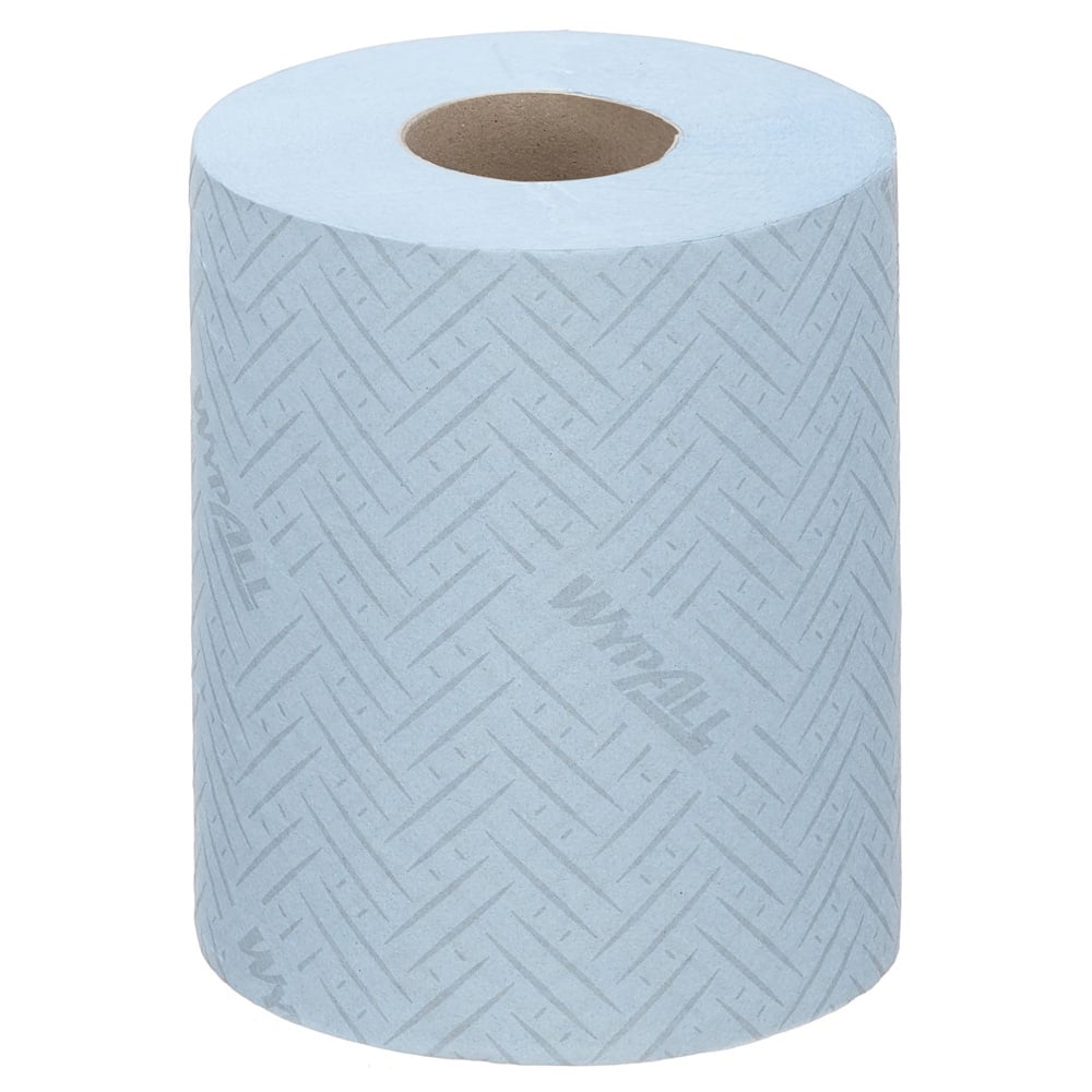 WypAll® L10 Food & Hygiene Wiping Paper 6223 - 1 Ply Centrefeed Blue Roll - 6 Centrefeed Rolls x 430 Paper Wipes (2,580 total) - 6223