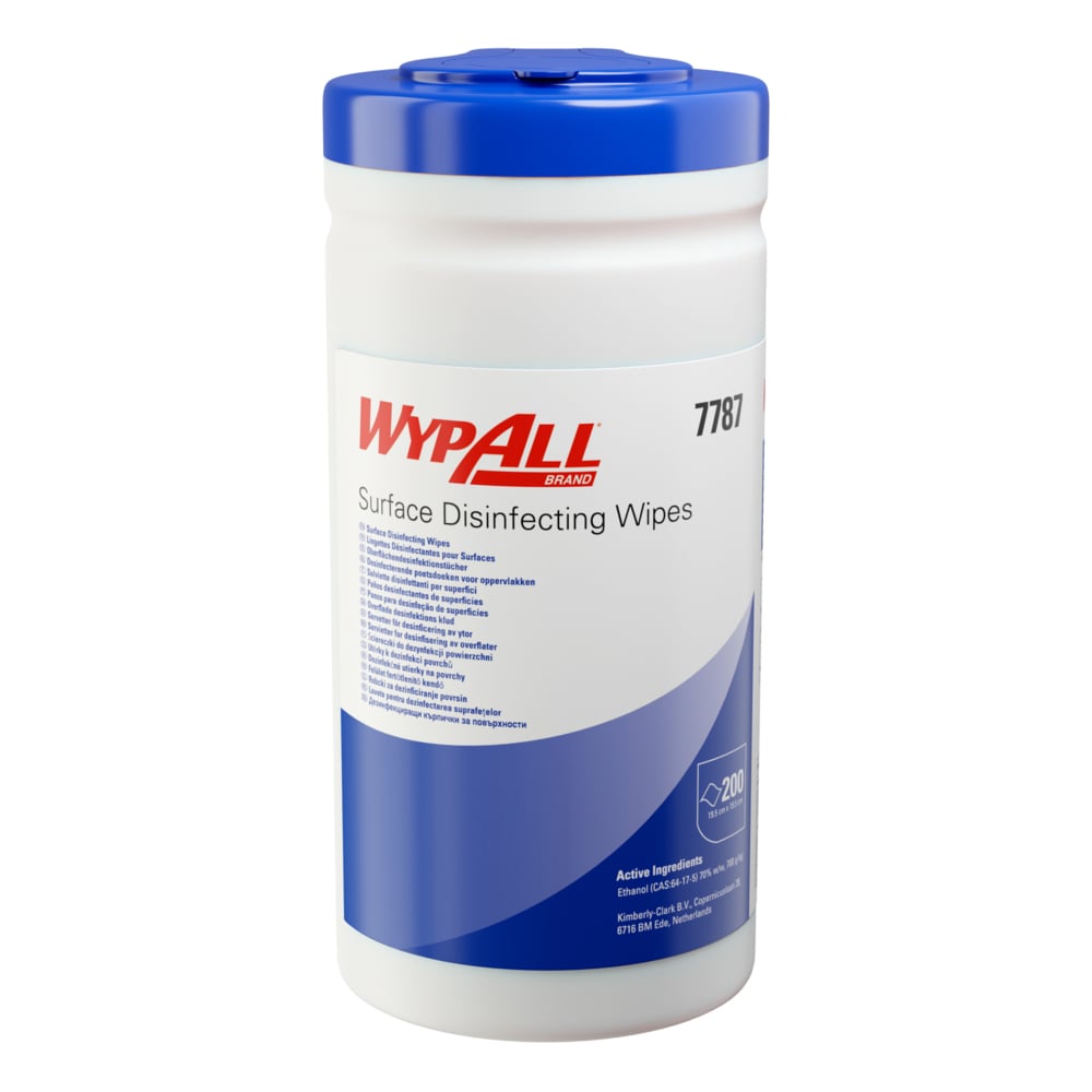 Essuyeurs de désinfection de surface WypAll® 7787 - Essuyeurs pré-imprégnés antibactériens - 10 boîtes x 200 essuyeurs de désinfection (2 000 au total) - 7787