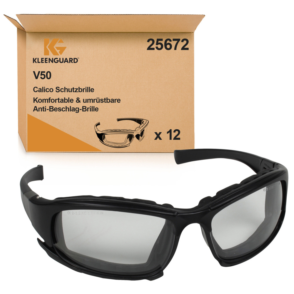 KleenGuard® V50 Calico Anti-condens Oogbescherming 25672 - 12 Universele Brillen met Transparante Anti-condenslens per doos - 25672