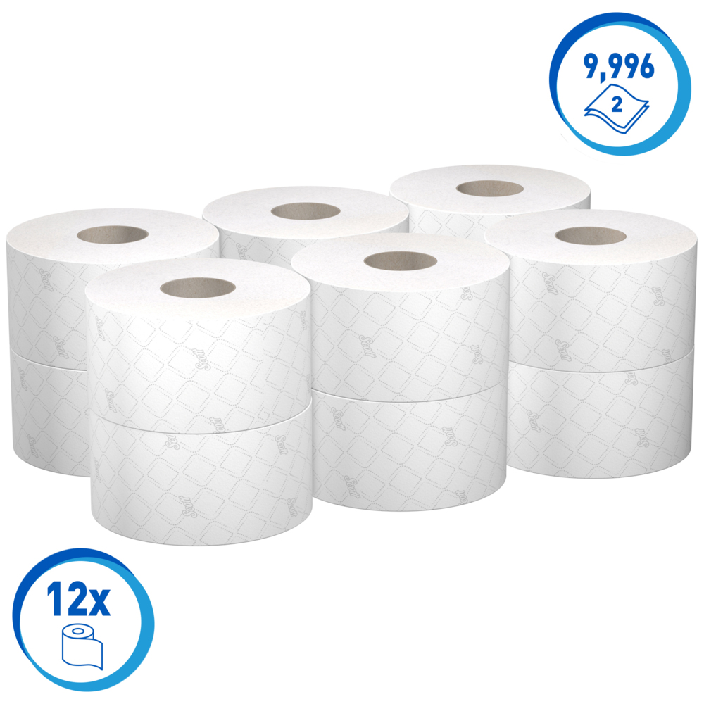 Papier toilette à dévidage central Scott® Control™ 8591 - Papier toilette 2 épaisseurs - 12 rouleaux x 833 feuilles de papier toilette (9 996 feuilles au total) - 8591