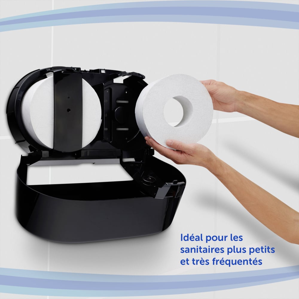 Portarrollos negro de baño para papel higiénico de dispensación central Twin Mini Aquarius™ 7187 - 1 x negro, Dispensador de papel higiénico - 7187