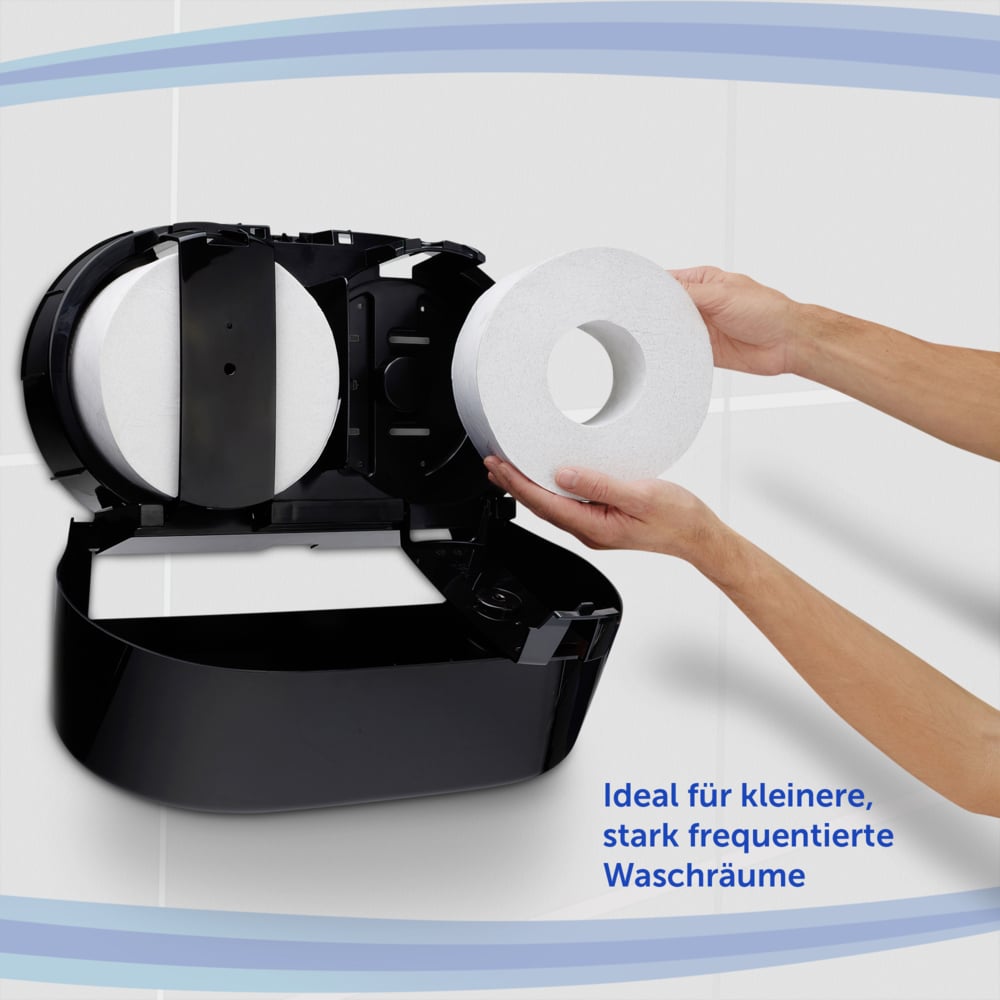 Portarrollos negro de baño para papel higiénico de dispensación central Twin Mini Aquarius™ 7187 - 1 x negro, Dispensador de papel higiénico - 7187