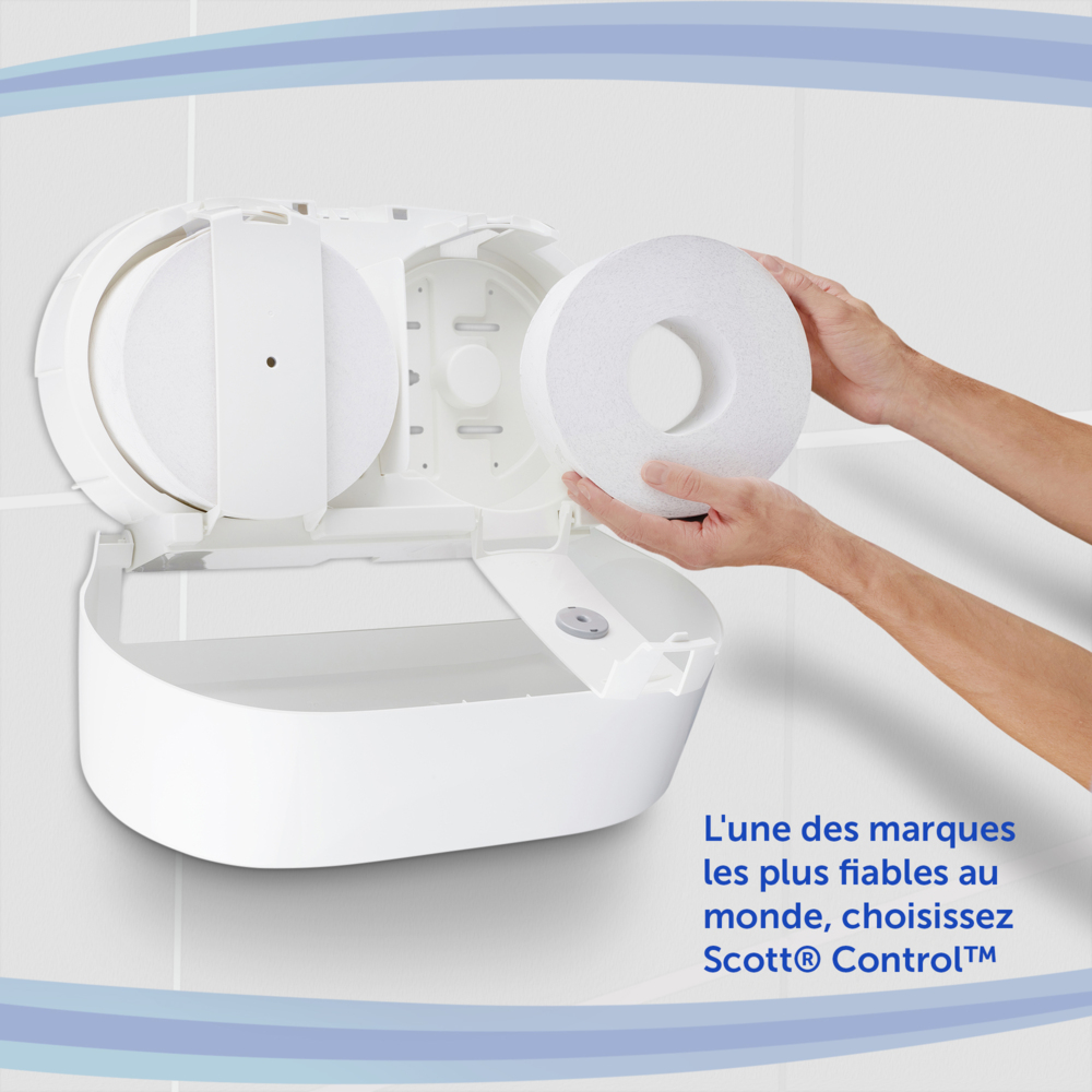 Papier toilette à dévidage central Scott® Control™ 8591 - Papier toilette 2 épaisseurs - 12 rouleaux x 833 feuilles de papier toilette (9 996 feuilles au total) - 8591