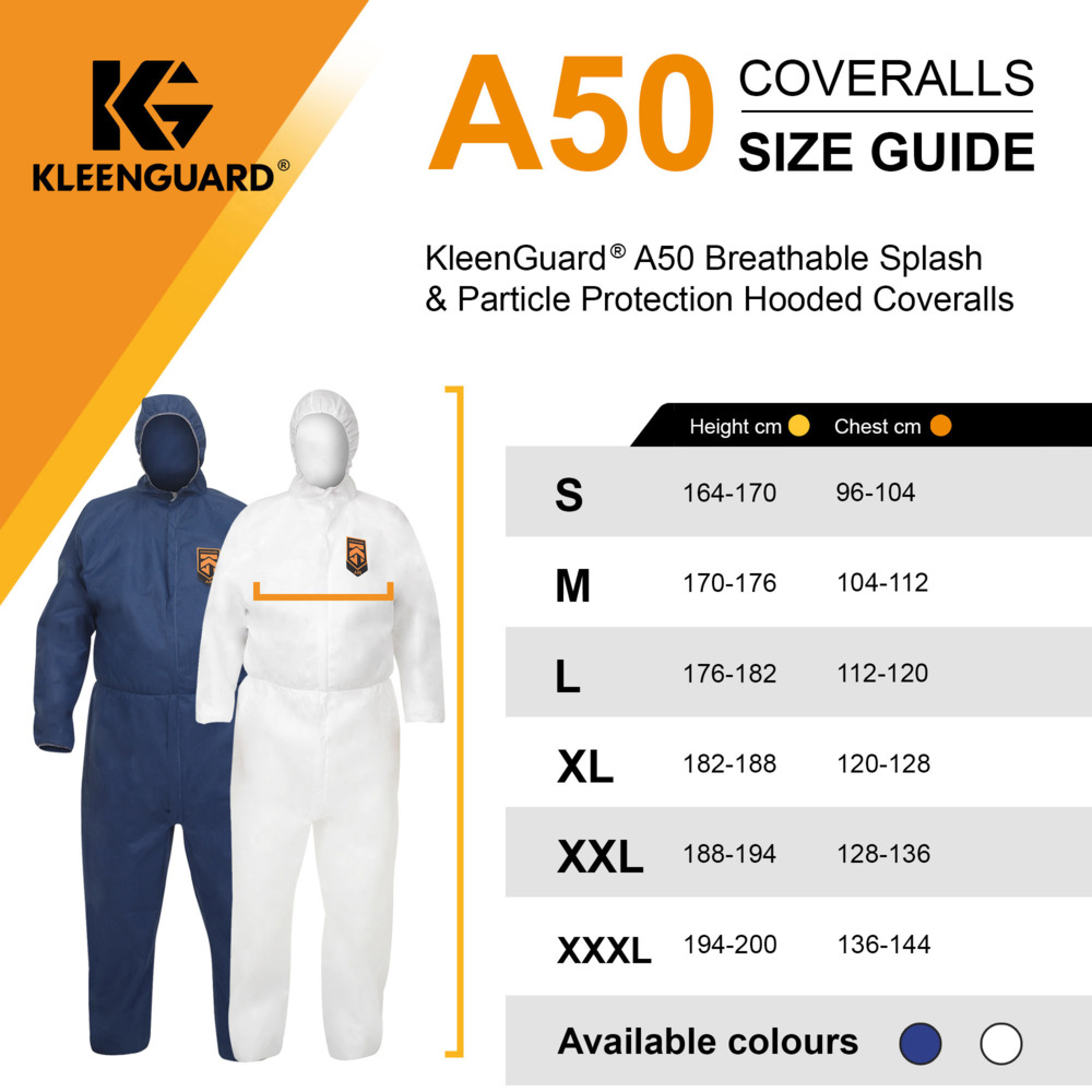 KleenGuard® A50 Ventilerende Coveralls met Capuchon Voor Bescherming Tegen Spetters en Stofdeeltjes 96910 - Blauw, 2XL, 1x25 (25 in totaal) - 96910