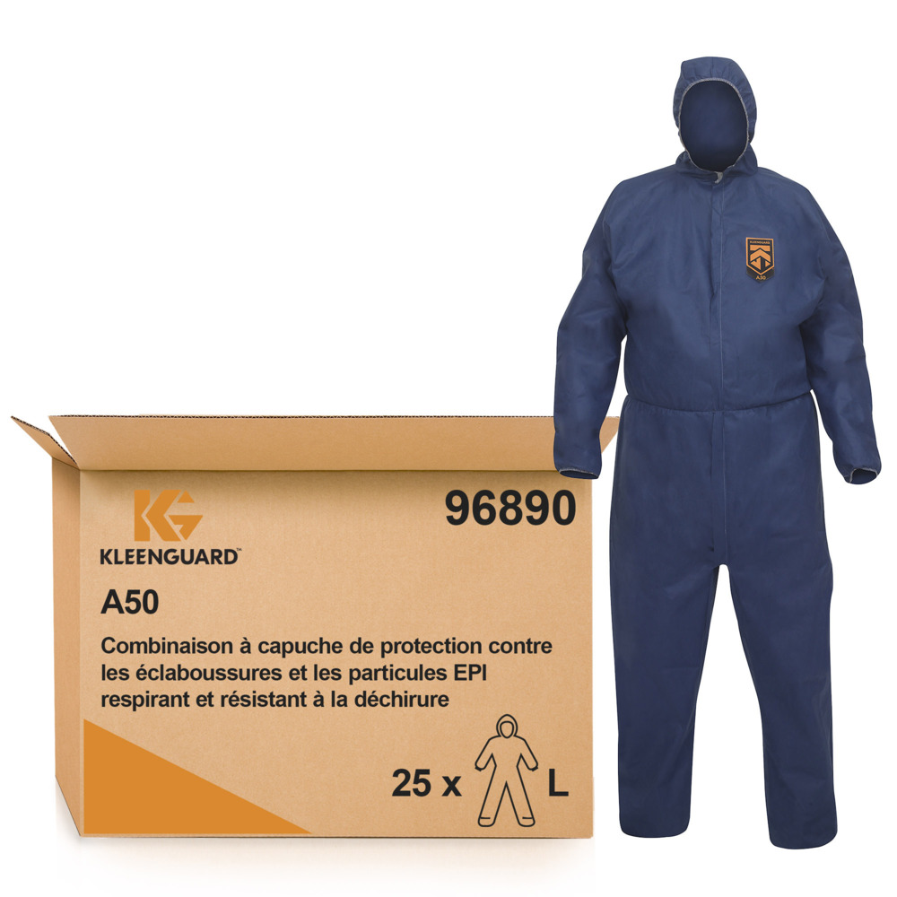 KleenGuard® A50 Ventilerende Coveralls met Capuchon Voor Bescherming Tegen Spetters en Stofdeeltjes 96890 - Blauw, L, 1x25 (25 in totaal) - 96890