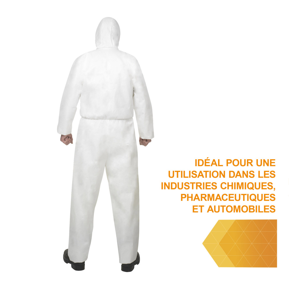 KleenGuard® A40 Overalls met capuchon voor bescherming tegen waterspatten of chemische spatten 97930 - PBM - 25 x witte overalls voor eenmalig gebruik in maat XL - 97930