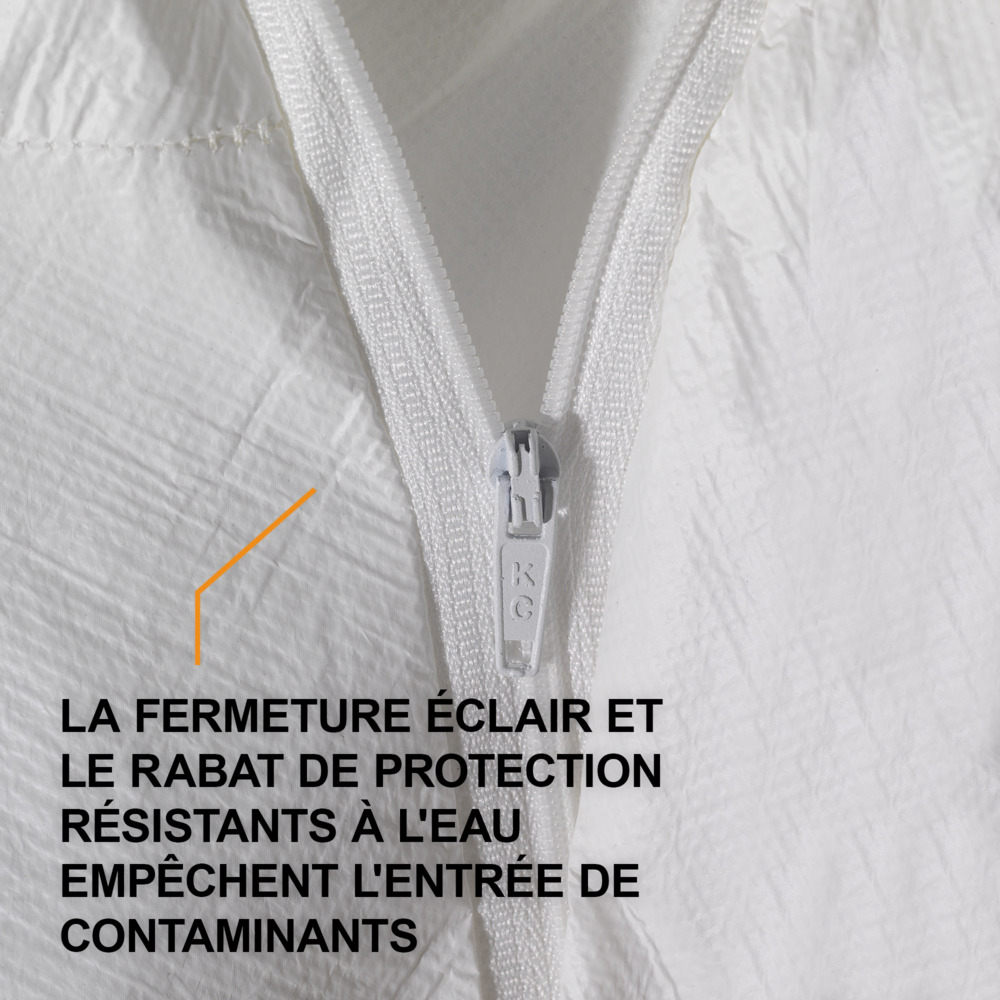 Combinaisons à capuche de protection contre les liquides et les particules KleenGuard® A40 97900 - EPI - 25 combinaisons blanches jetables taille S - 97900