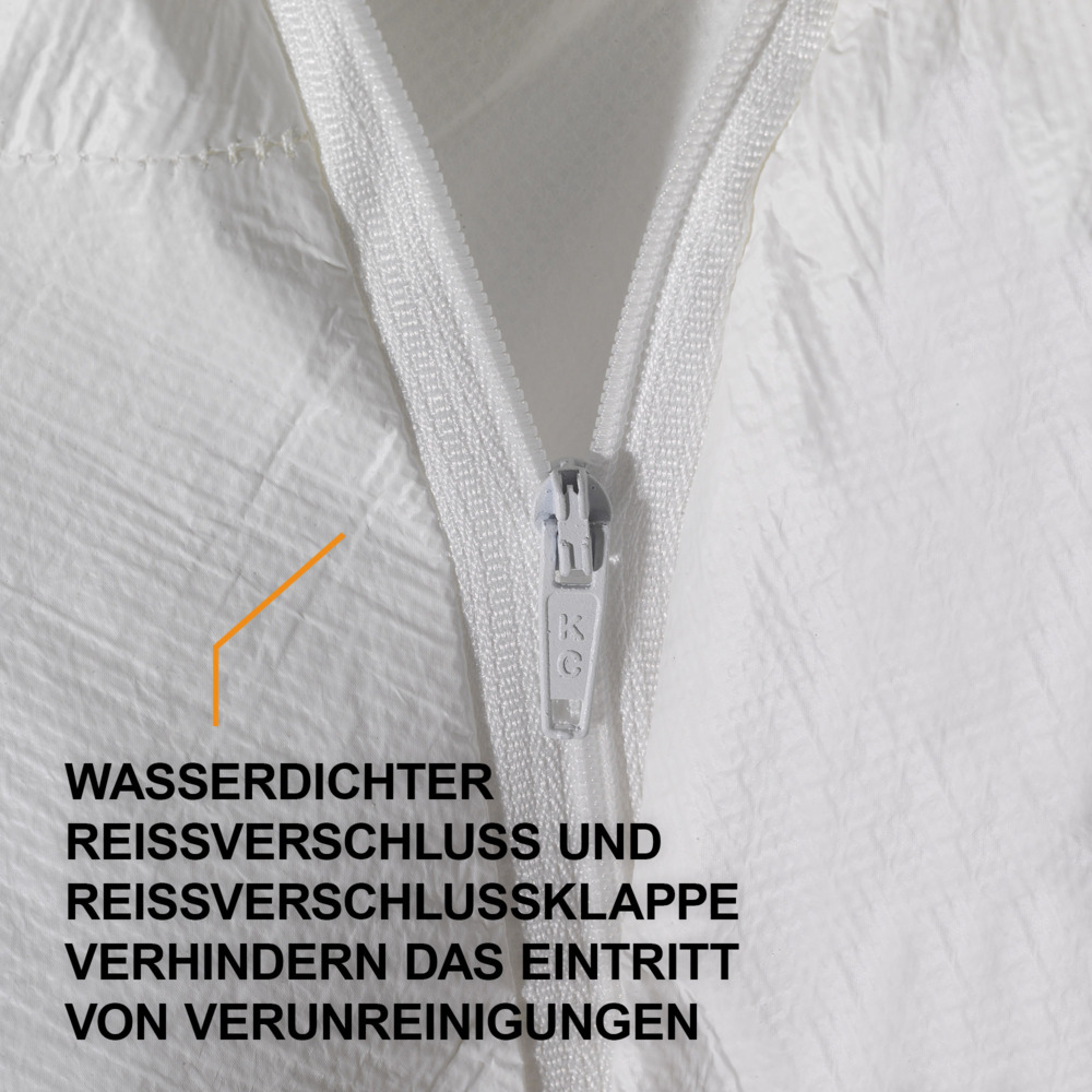 KleenGuard® A40 Overalls met capuchon voor bescherming tegen waterspatten of chemische spatten 97950 - PBM - 25 x witte overalls voor eenmalig gebruik in maat 3XL - 97950