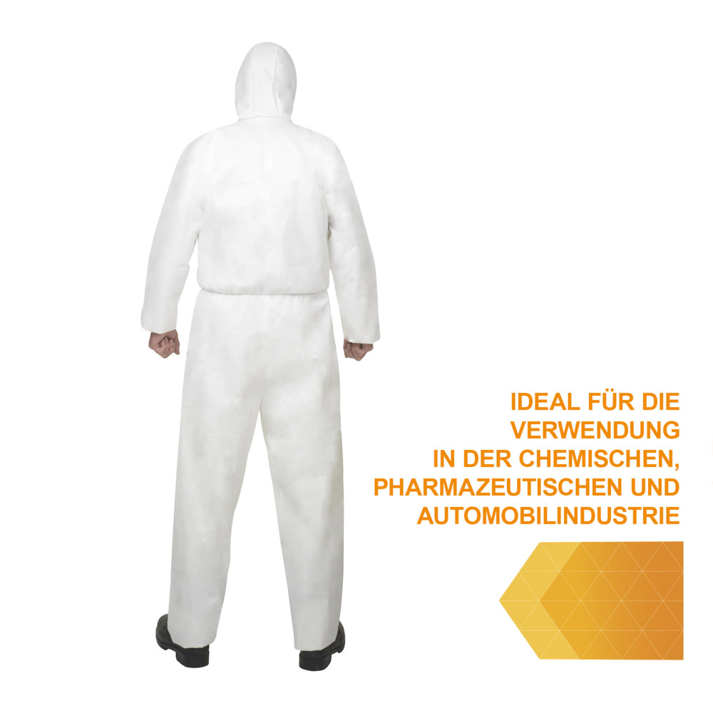 KleenGuard® A40 Overalls met capuchon voor bescherming tegen waterspatten of chemische spatten 97930 - PBM - 25 x witte overalls voor eenmalig gebruik in maat XL - 97930