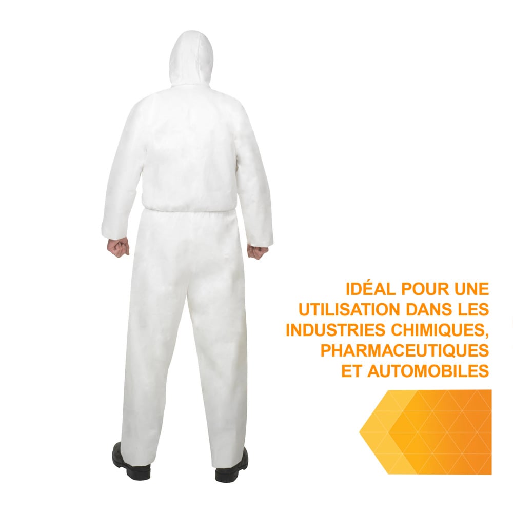 Combinaisons à capuche de protection contre les liquides et les particules KleenGuard® A40 97950 - EPI - 25 combinaisons blanches jetables taille 3XL - 97950