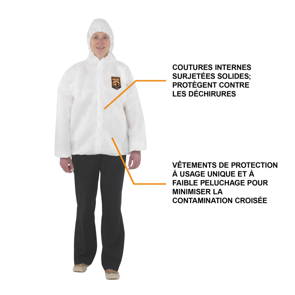 Veste respirante à capuche contre les particules et les projections KleenGuard® A50 99460 - Blanc, taille XL, 1 x 15 (15 pièces au total) - 99460