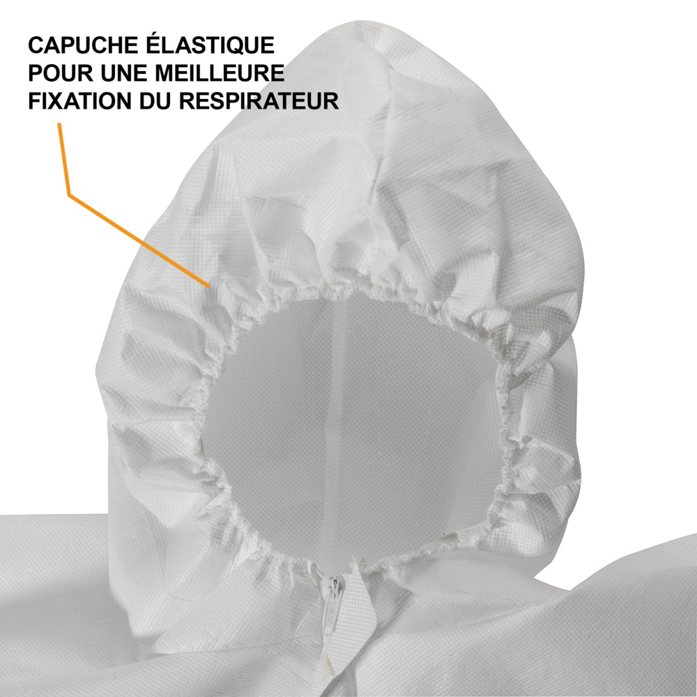 Veste respirante à capuche contre les particules et les projections KleenGuard® A50 99460 - Blanc, taille XL, 1 x 15 (15 pièces au total) - 99460