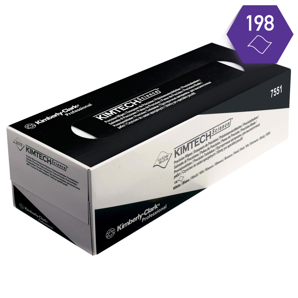 Essuyeurs de précision Kimtech® Science 7551 - 15 boîtes distributrices de 198 formats blancs, 1 épaisseur = 2 970 formats - 7551