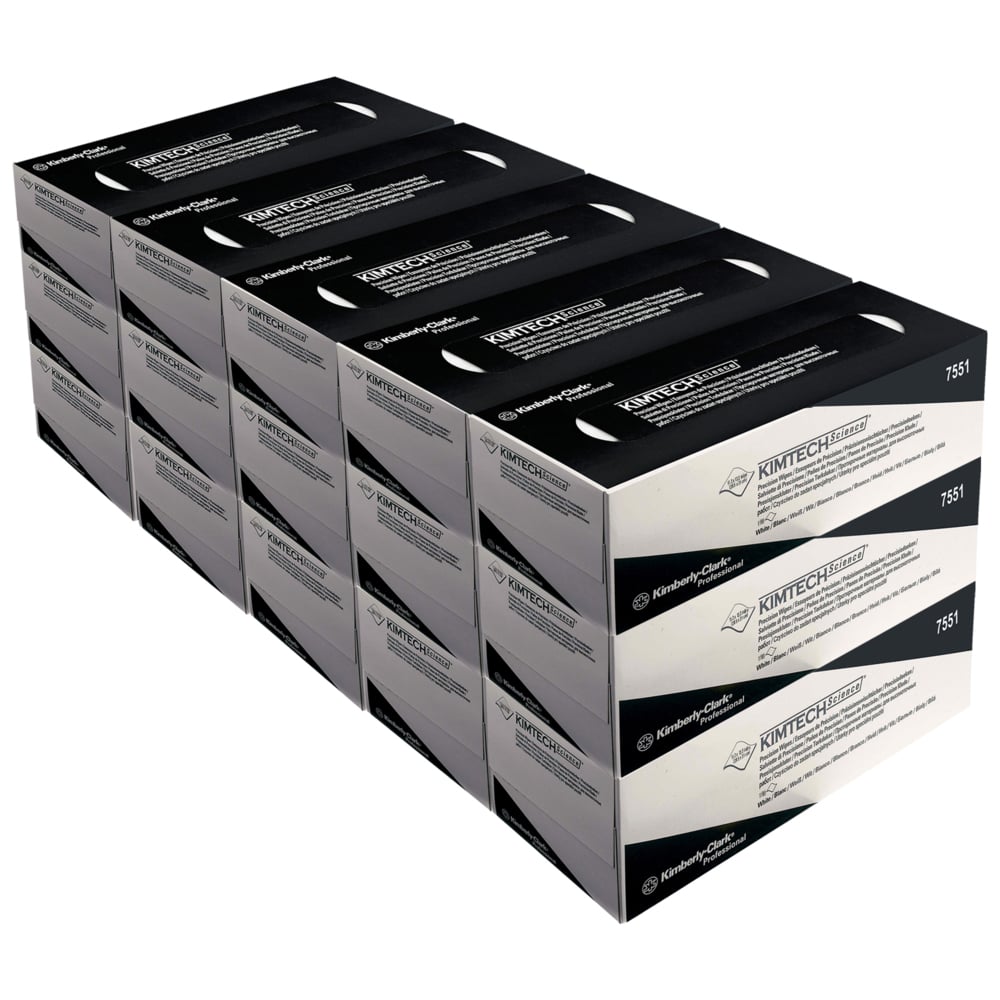 Kimtech® Science Precision Wipes, 15 dispenser boxes x 198 white, 1 ply sheets = 2970 sheets - 7551