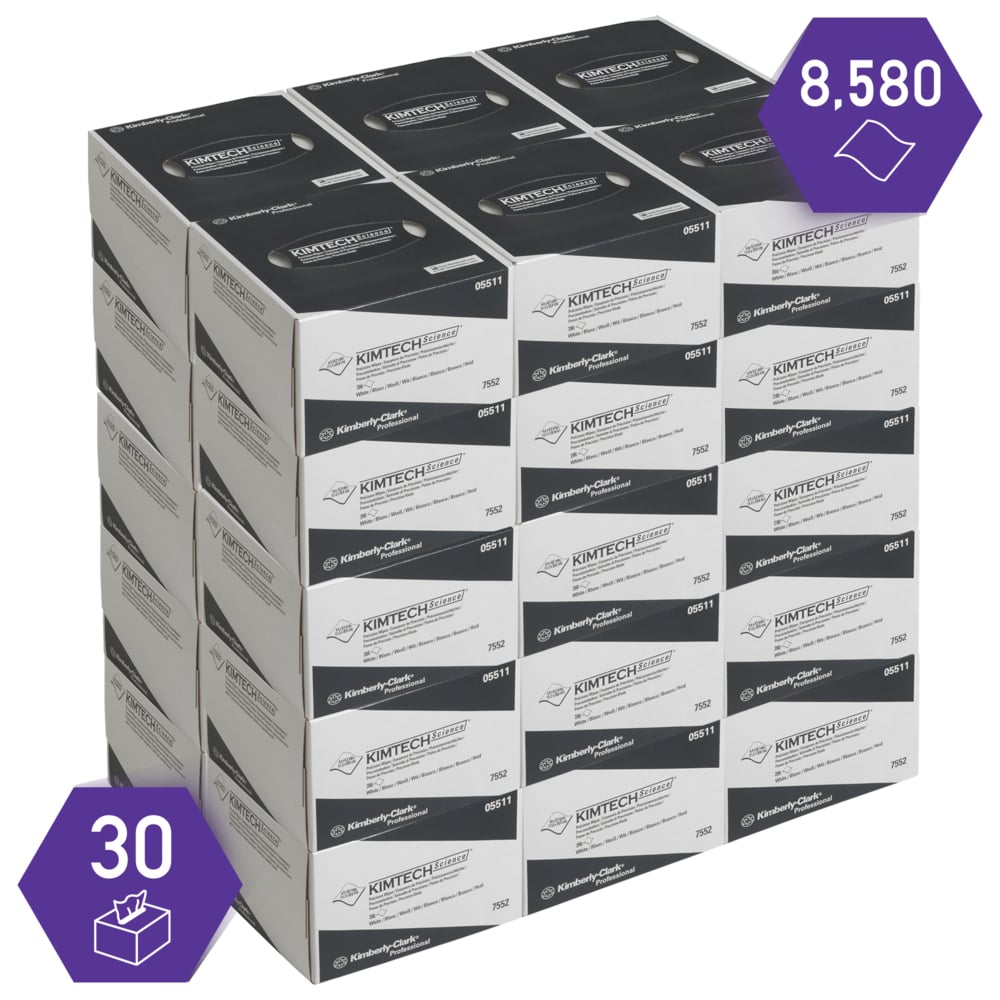 Kimtech® Science Paños de precisión, 30 cajas dispensadoras x 286 hojas blancas pequeñas de 1 capa = 8580 hojas - 7552