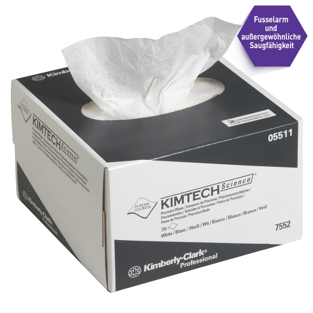 Essuyeurs de précision Kimtech® Science 7552 - 30 boîtes distributrices de 286 essuyeurs blancs petit format, 1 épaisseur = 8 580 formats - 7552