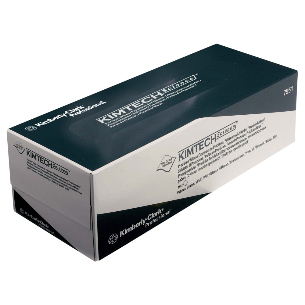 Kimtech® Science Precision Wipes, 15 dispenser boxes x 198 white, 1 ply sheets = 2970 sheets - 7551