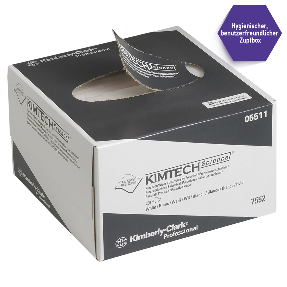 Kimtech® Science Hygiëne doekjes 30 dispenserdozen x 286 witte, smalle 1-laags vellen = 8580 vellen - 7552
