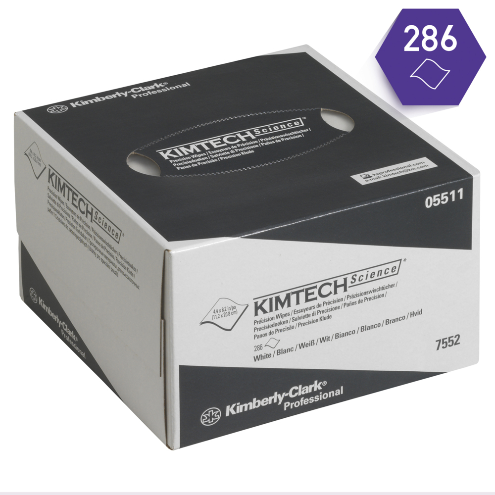 Essuyeurs de précision Kimtech® Science 7552 - 30 boîtes distributrices de 286 essuyeurs blancs petit format, 1 épaisseur = 8 580 formats - 7552