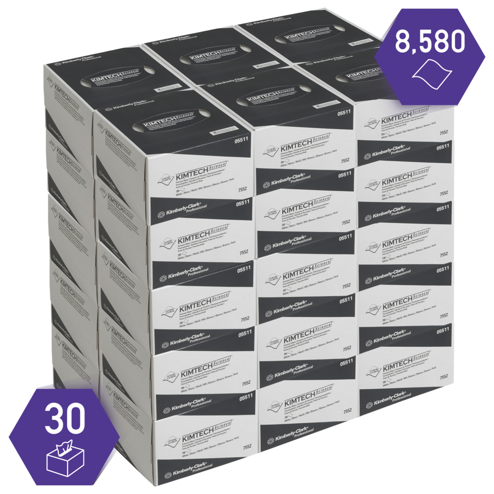 Kimtech® Science Paños de precisión, 30 cajas dispensadoras x 286 hojas blancas pequeñas de 1 capa = 8580 hojas - 7552