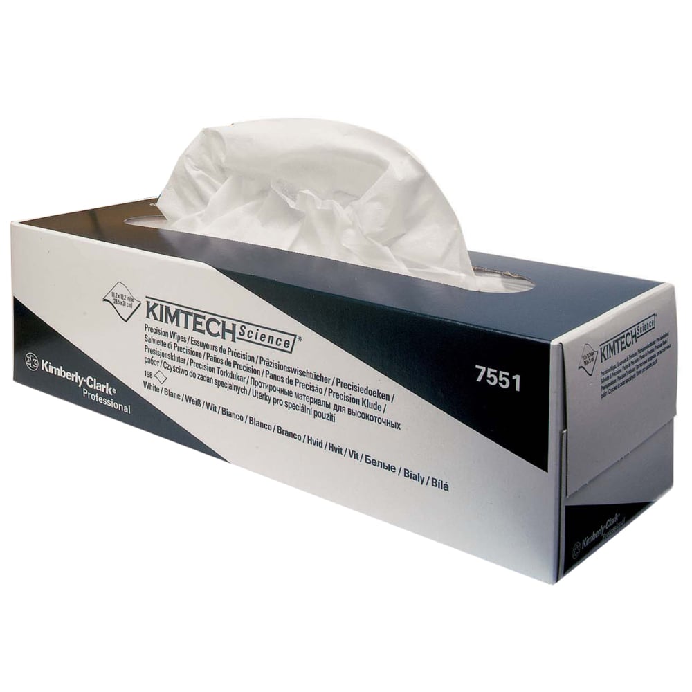 Kimtech® Science Precision Wipes, 15 dispenser boxes x 198 white, 1 ply sheets = 2970 sheets - 7551