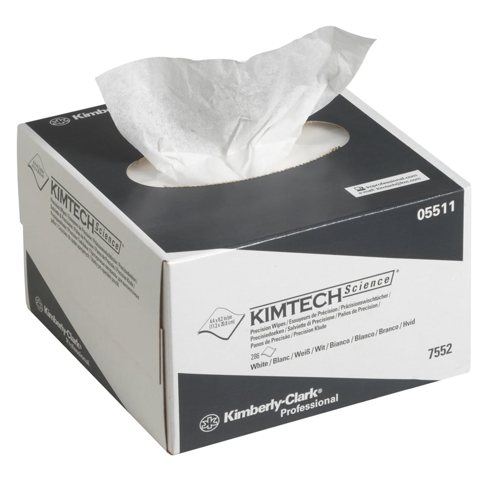 Kimtech® Science Precision Wipes, 30 dispenser boxes x 286 white, small 1 ply sheets = 8580 sheets - 7552