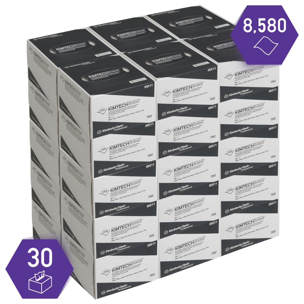 Kimtech® Science Hygiëne doekjes 30 dispenserdozen x 286 witte, smalle 1-laags vellen = 8580 vellen - 7552