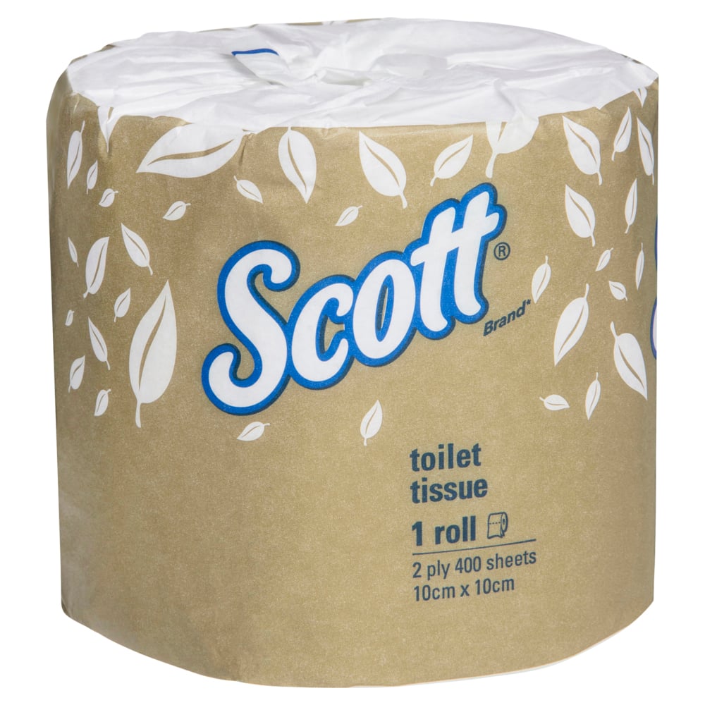 SCOTT® Toilet Tissue (5741), 2 Ply, 48 Rolls / Case, 400 Sheets / Roll (19,200 Sheets) - S050059062