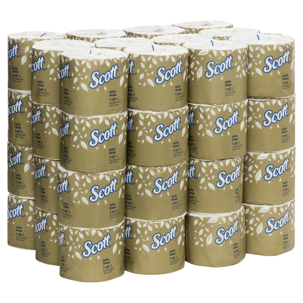 SCOTT® Toilet Tissue (5741), 2 Ply, 48 Rolls / Case, 400 Sheets / Roll (19,200 Sheets) - S050059062