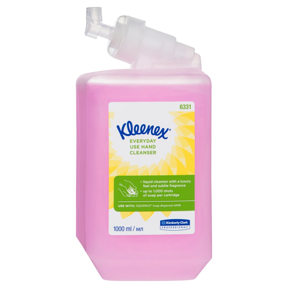 KLEENEX® Liquid Hand Soap (6331), Everyday Use Hand Cleanser, 6 Cartridges / Case, 1 Litre / Cartridge (6L) - S050012772