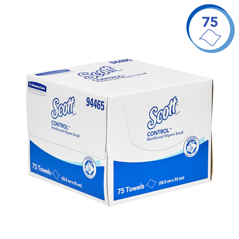 SCOTT® Control Reinforced Small Wipers (94465), White Multi Purpose Wipers, 6 Packs / Case, 75 Wipers / Pack (450 Wipes) - S057551990