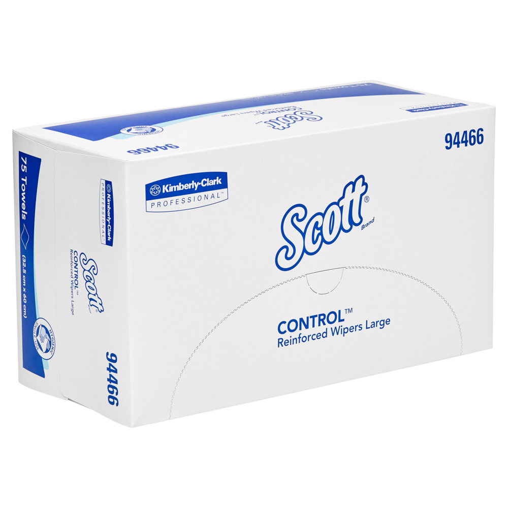 SCOTT® Control Reinforced Large Wipers (94466), White Multi Purpose Wipers, 6 Packs / Case, 75 Wipes / Pack (450 Wipes) - S057551991