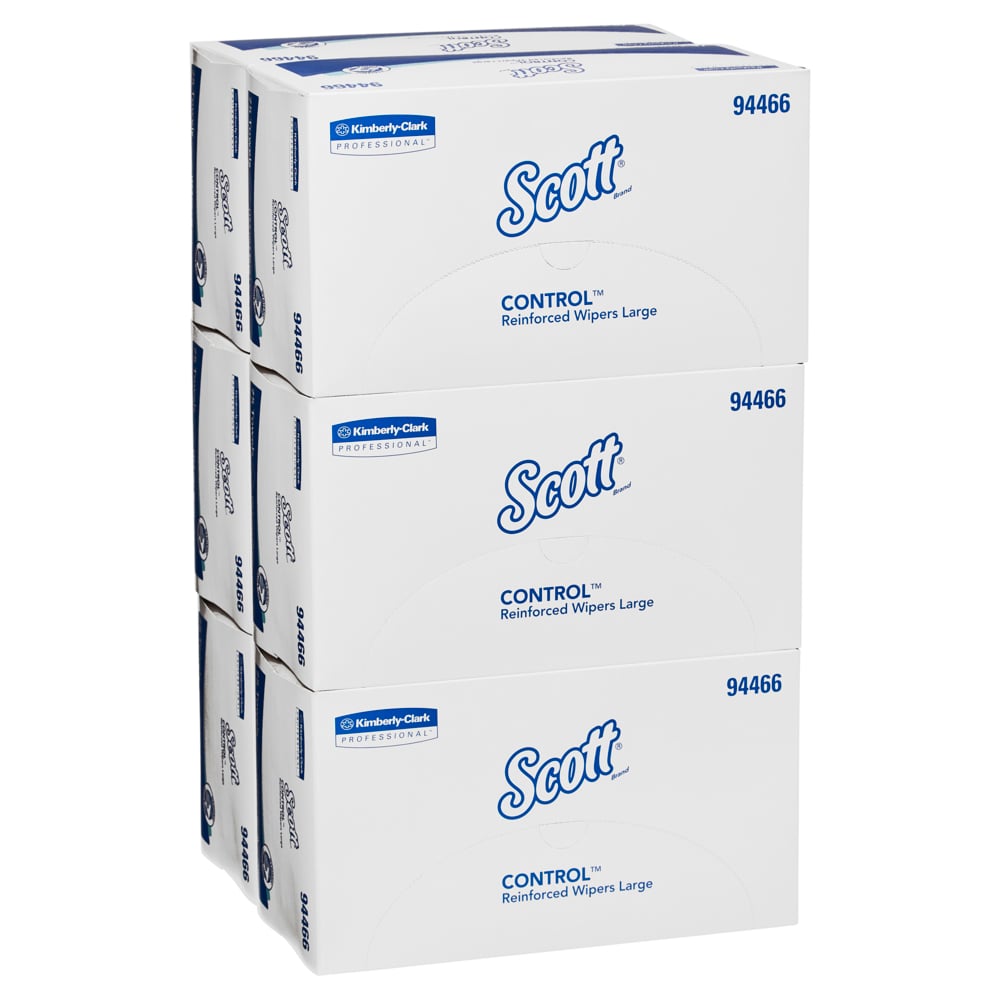 SCOTT® Control Reinforced Large Wipers (94466), White Multi Purpose Wipers, 6 Packs / Case, 75 Wipes / Pack (450 Wipes) - S057551991