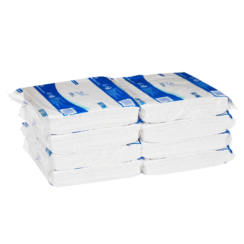 SCOTT® Control Small Absorbent Pads (92706), White Hygienic Surface Cover, 8 Packs / Case, 100 Pads / Pack (800 Pads) - S057552011