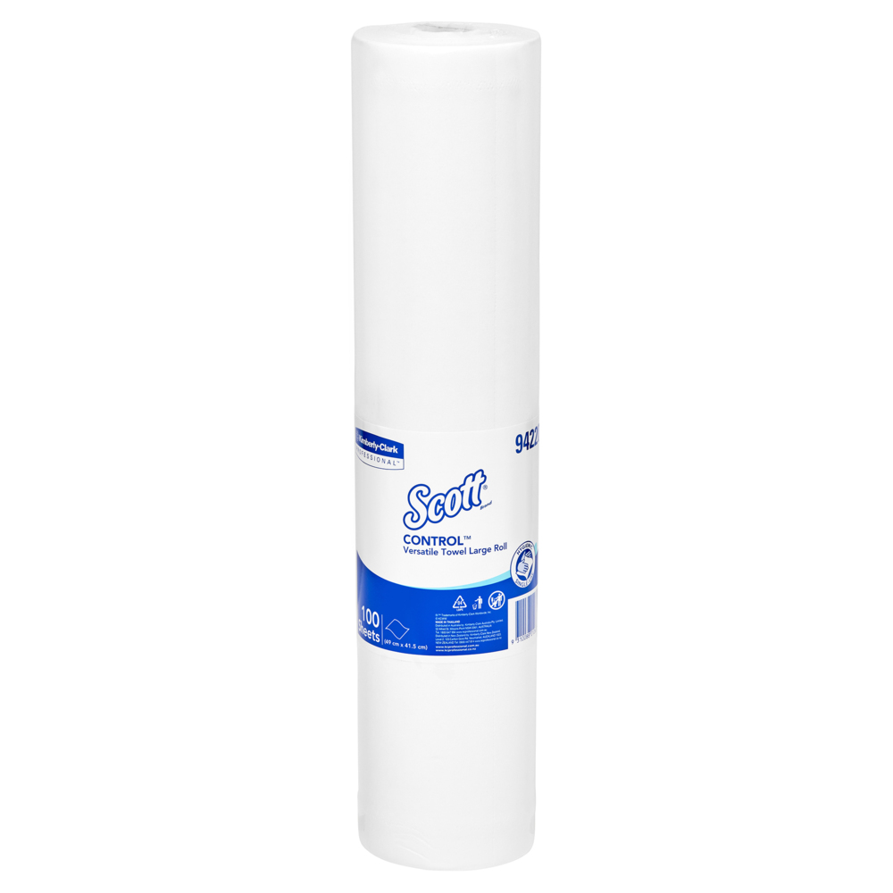 SCOTT® Control Versatile Towel Large Roll (94220), White Multi Purpose Wipes, 8 Rolls / Case, 100 Sheets / Roll (800 Sheets) - S057551988