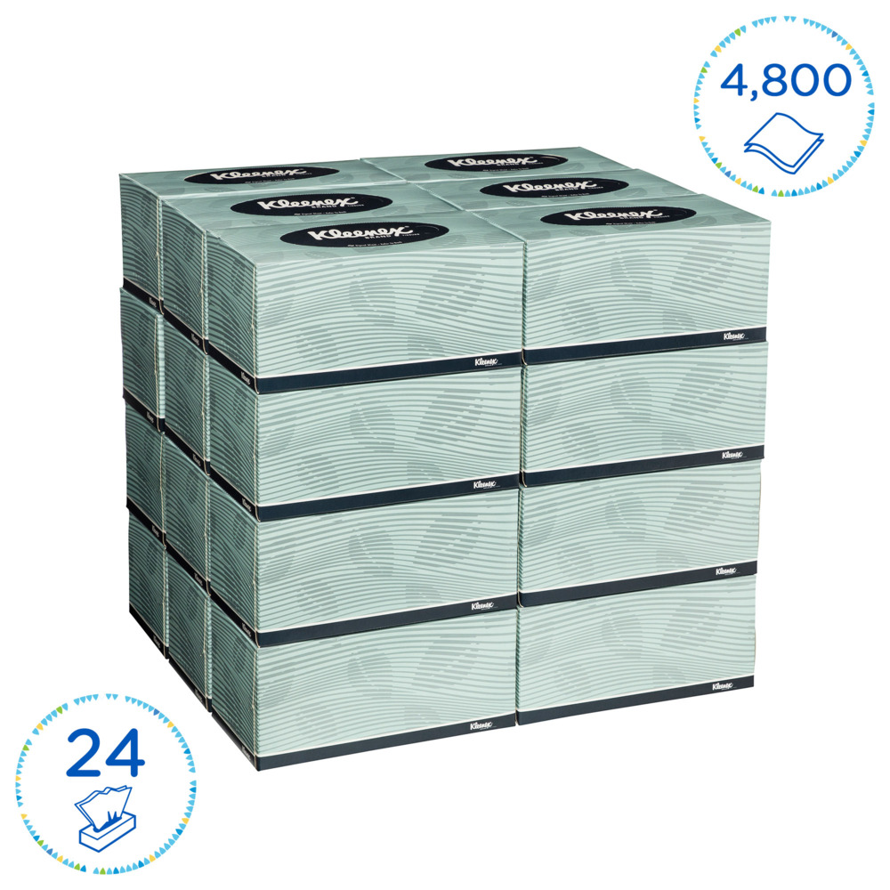 KLEENEX® Facial Tissue Box (4715), 2 ply, 24 Boxes / Case, 200 Tissues / Box (4,800 Tissues) - S050058615