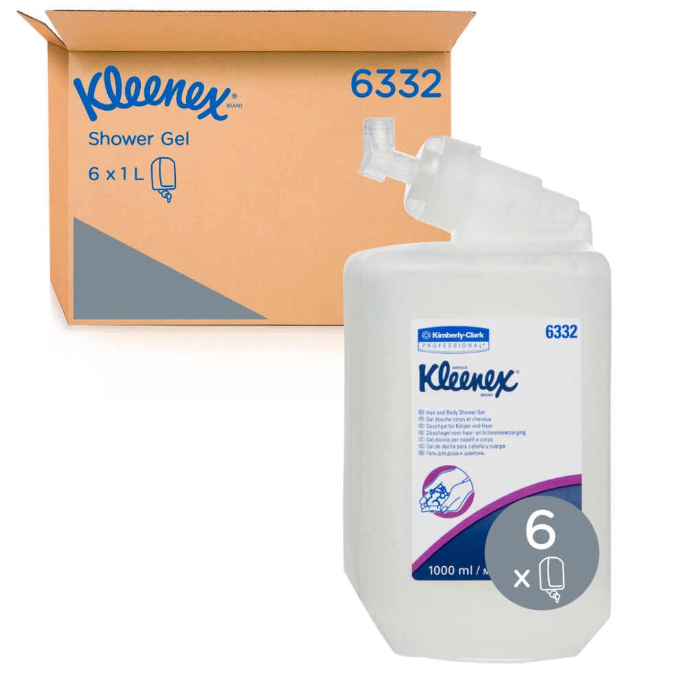 KLEENEX ® Hair & Body Shower wash (6332), 6 Cartridges / Case, 1 Litre / Cartridge (6L) - S050012773